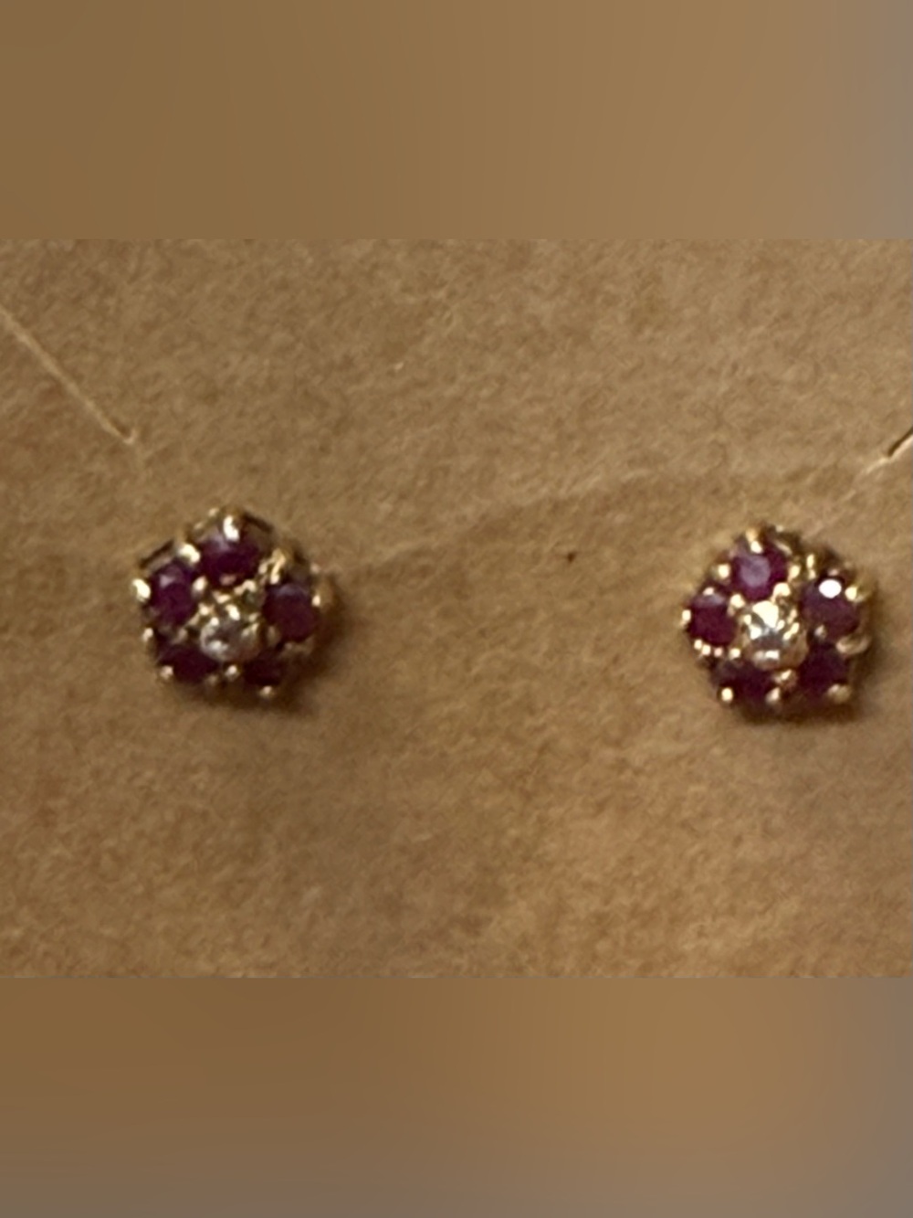 Gold-Plated Purple Gem Cluster Stud Earrings